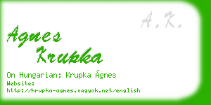 agnes krupka business card